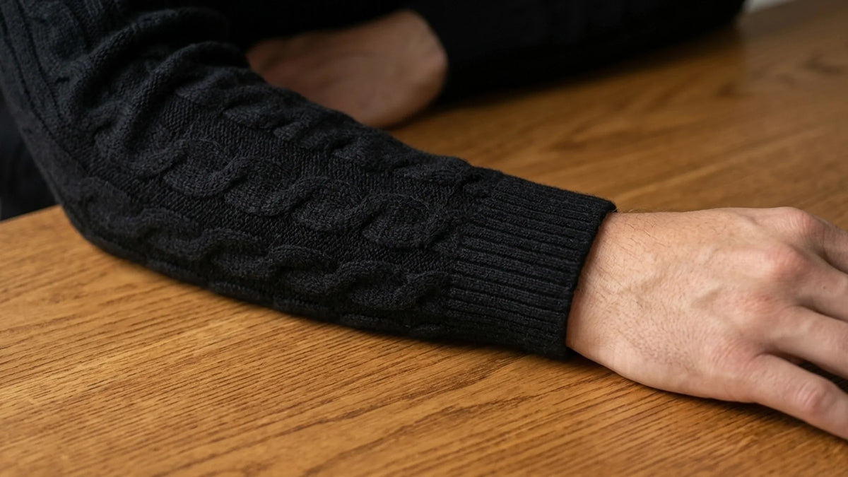 Brera Black Cable Roll-Neck close-up 1