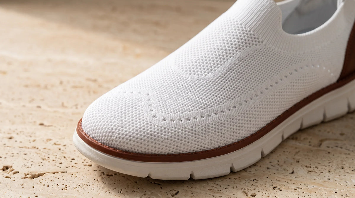 Close-up of the Cove Lightweight Loafers' engineered knit upper
