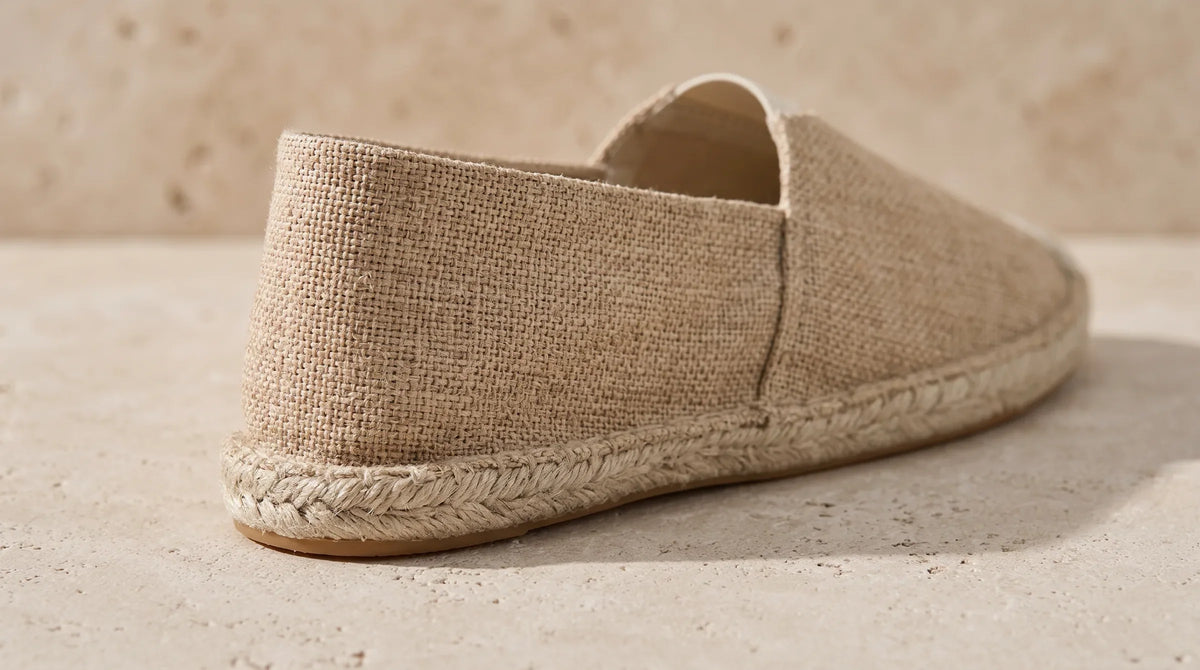 Close-up of the Dark Brown Levanto Espadrille's braided jute sole