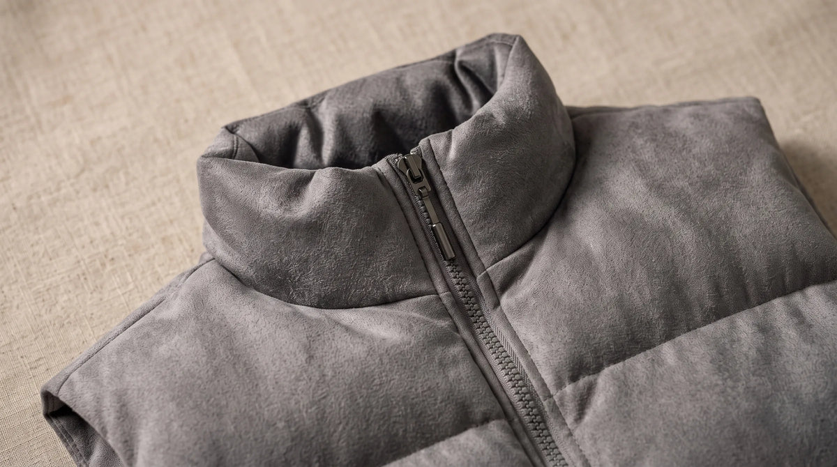 Hills Grey Padded Gilet collar