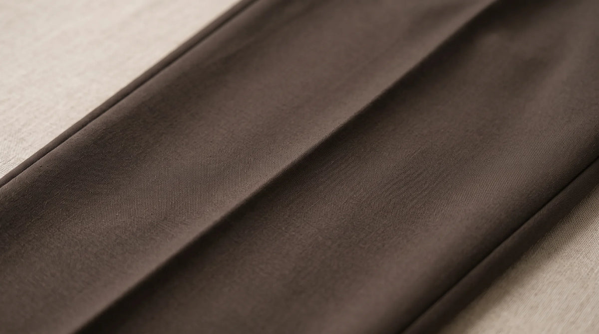 Close-up of the Lerici Trouser's pressed crease and cloth