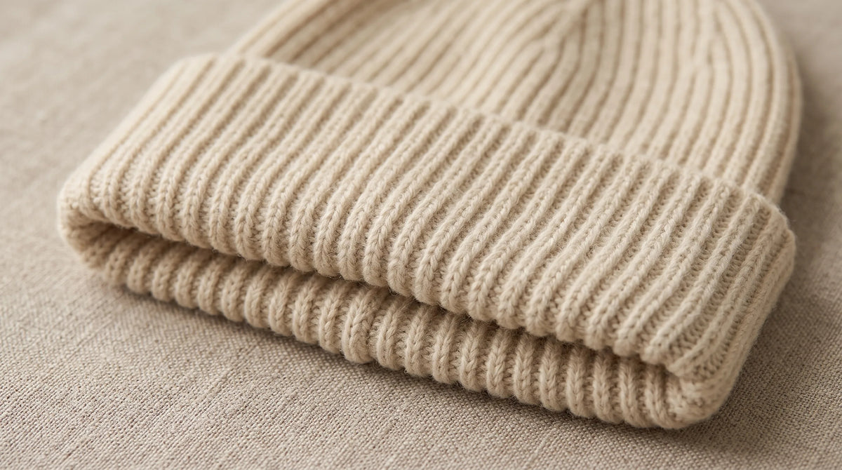 Close-up of the Yacht Club Beanie turn-back cuff