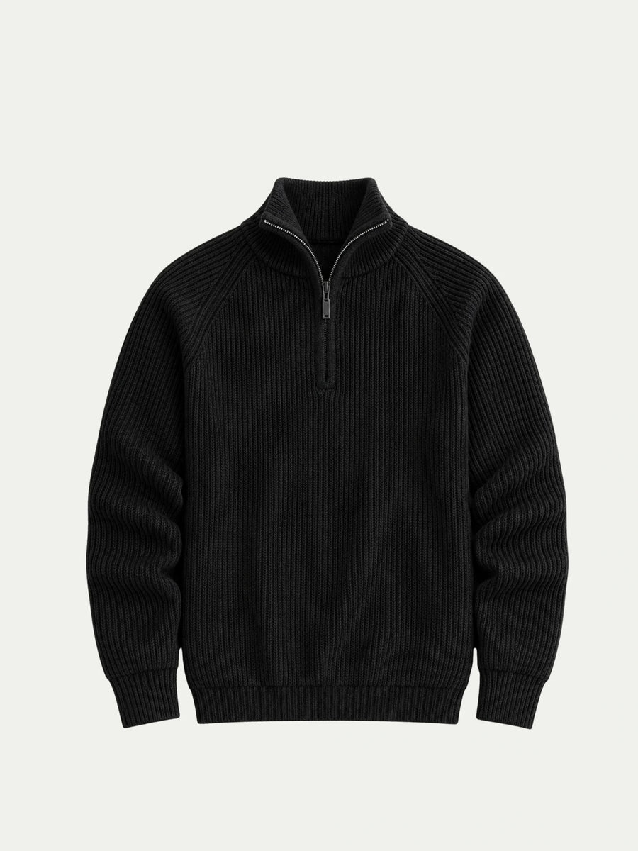 Como Black Half-Zip Knit