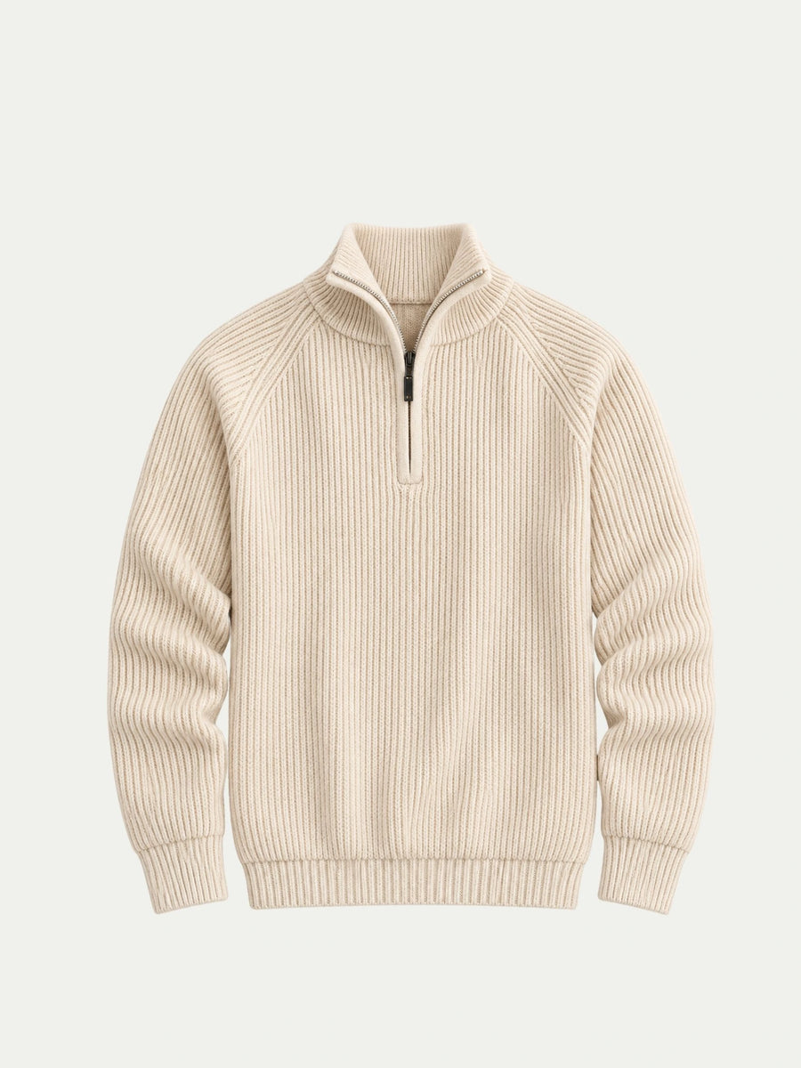 Como Beige Half-Zip Knit