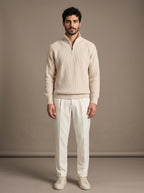 Como Beige Half-Zip Knit