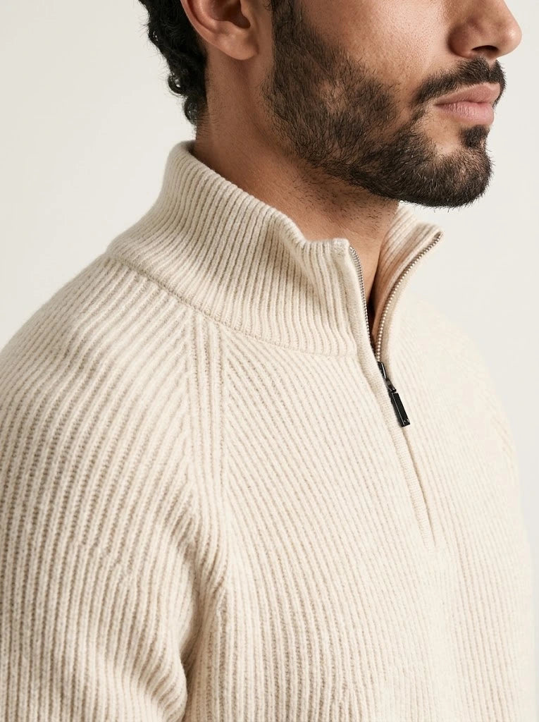 Como Beige Half-Zip Knit