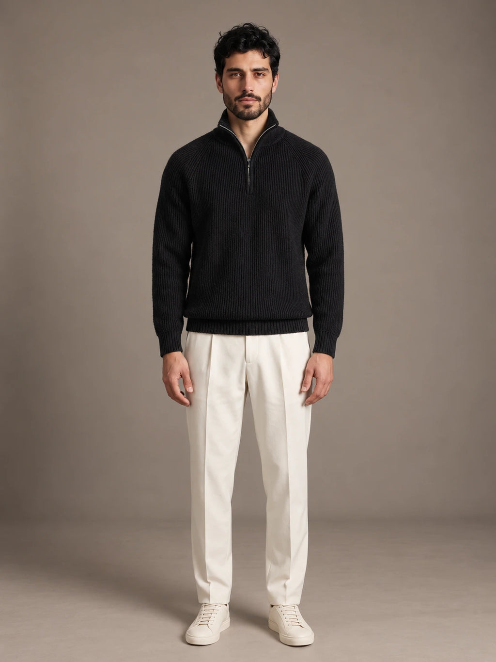Como Black Half-Zip Knit