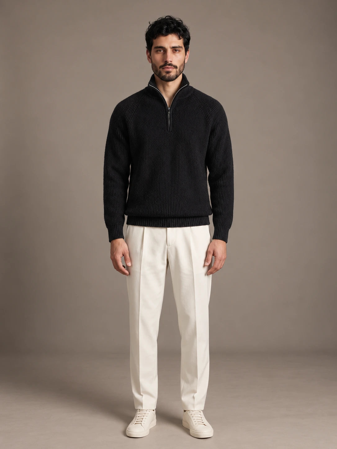 Como Black Half-Zip Knit