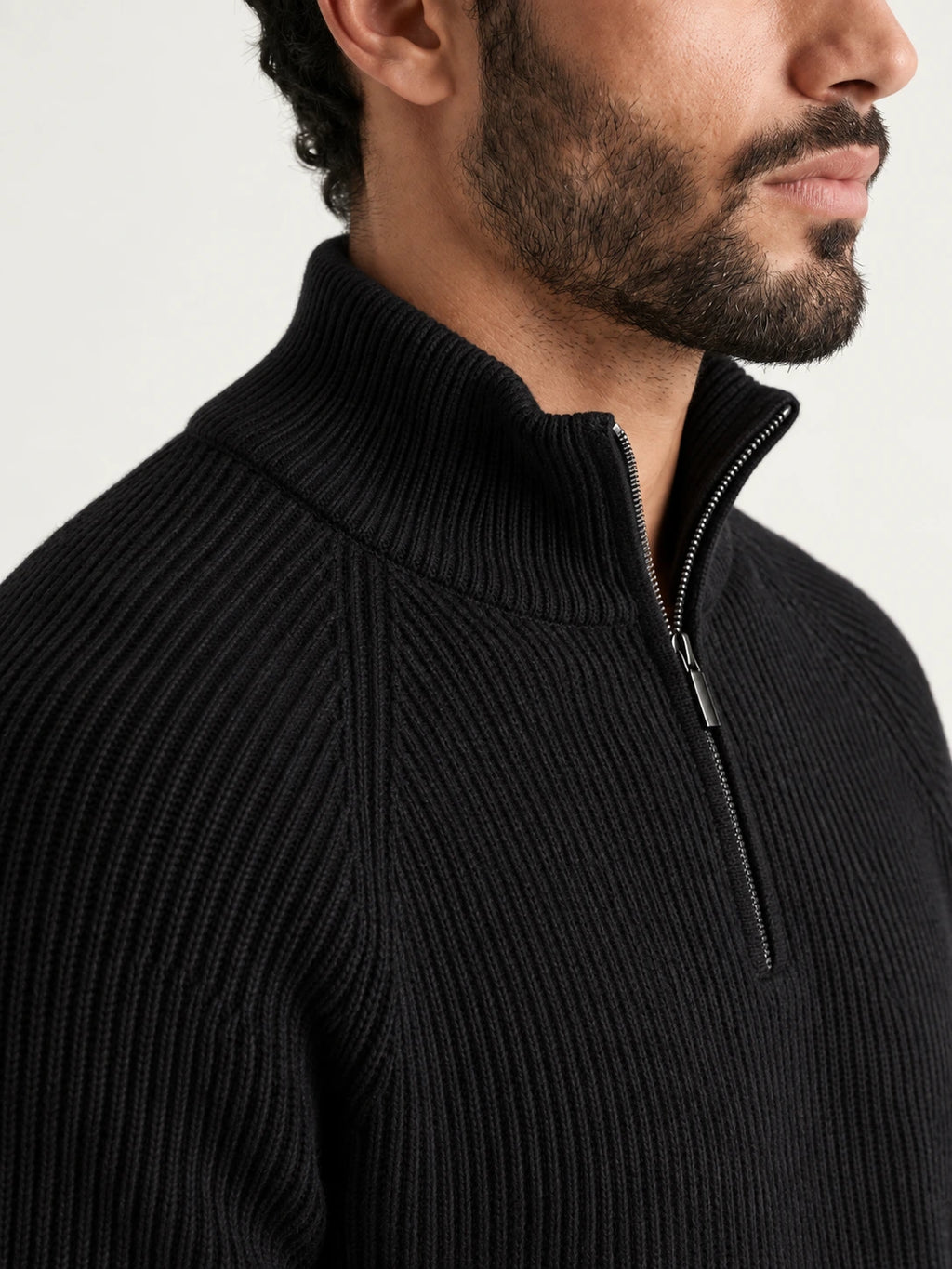 Como Black Half-Zip Knit