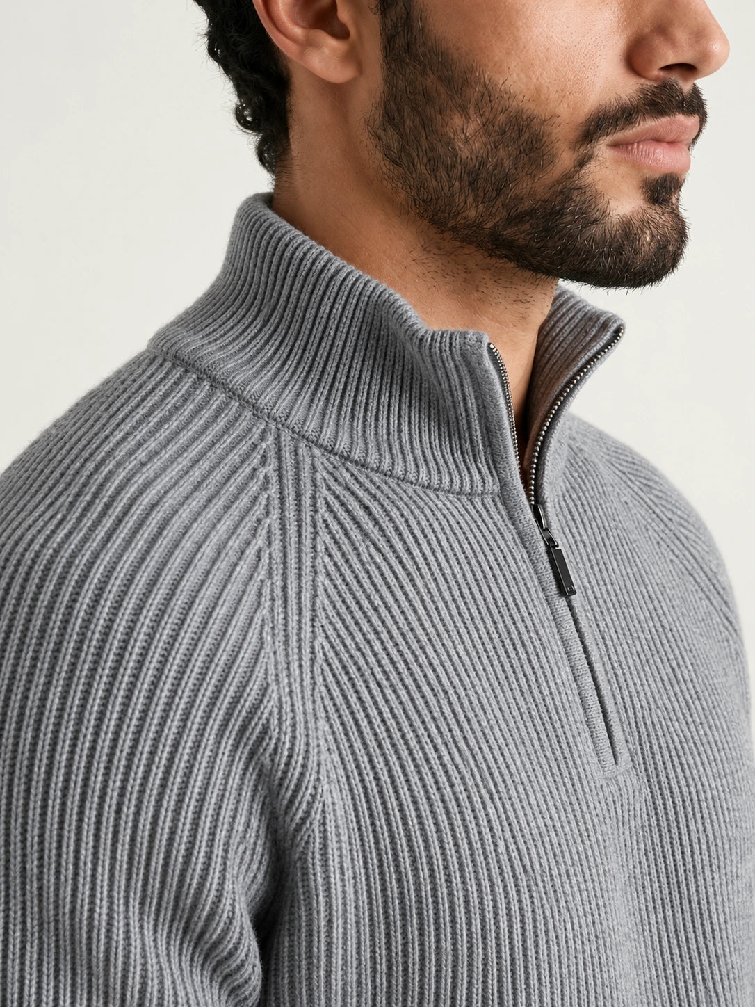 Como Gray Half-Zip Knit