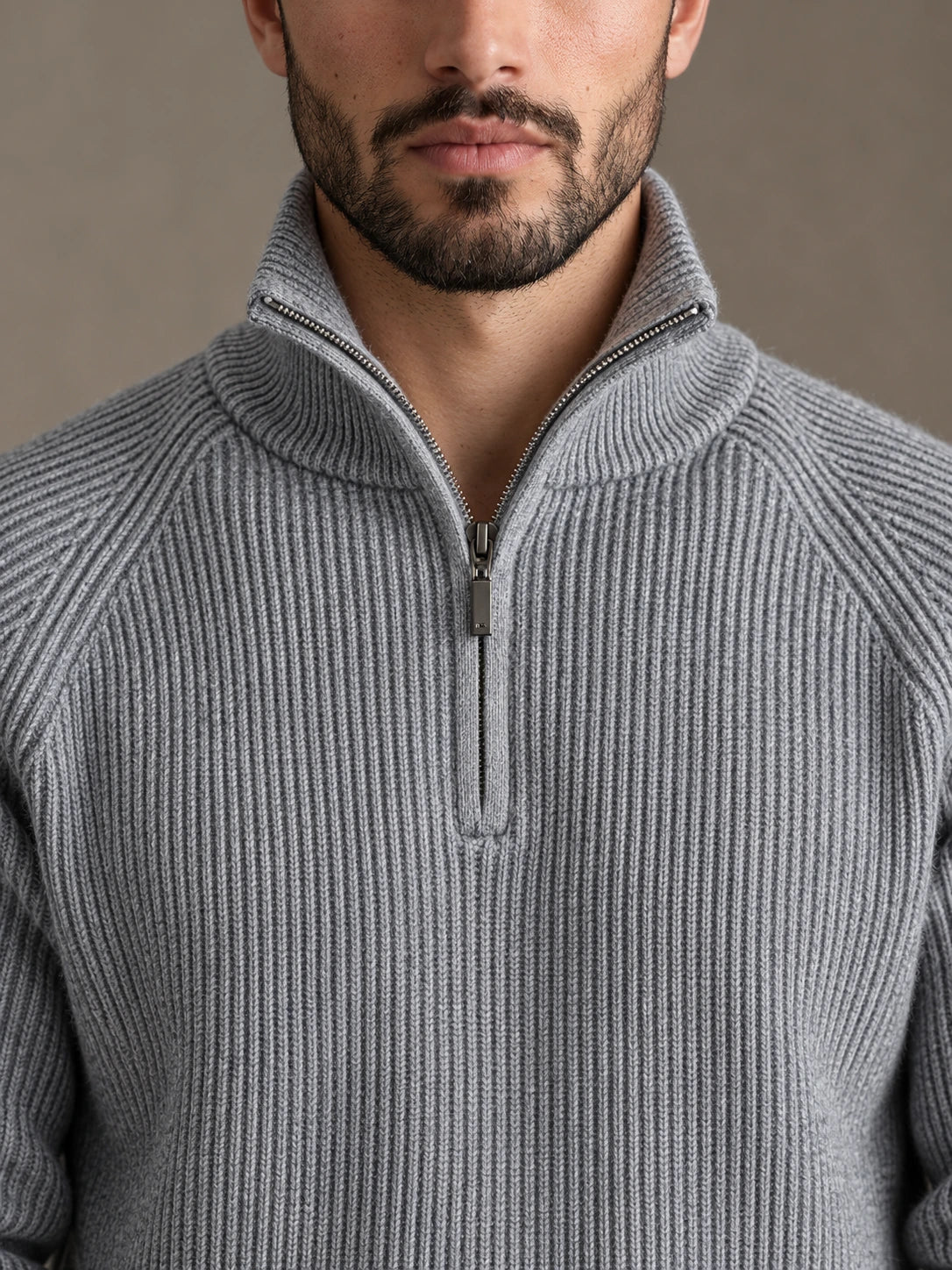 Como Gray Half-Zip Knit