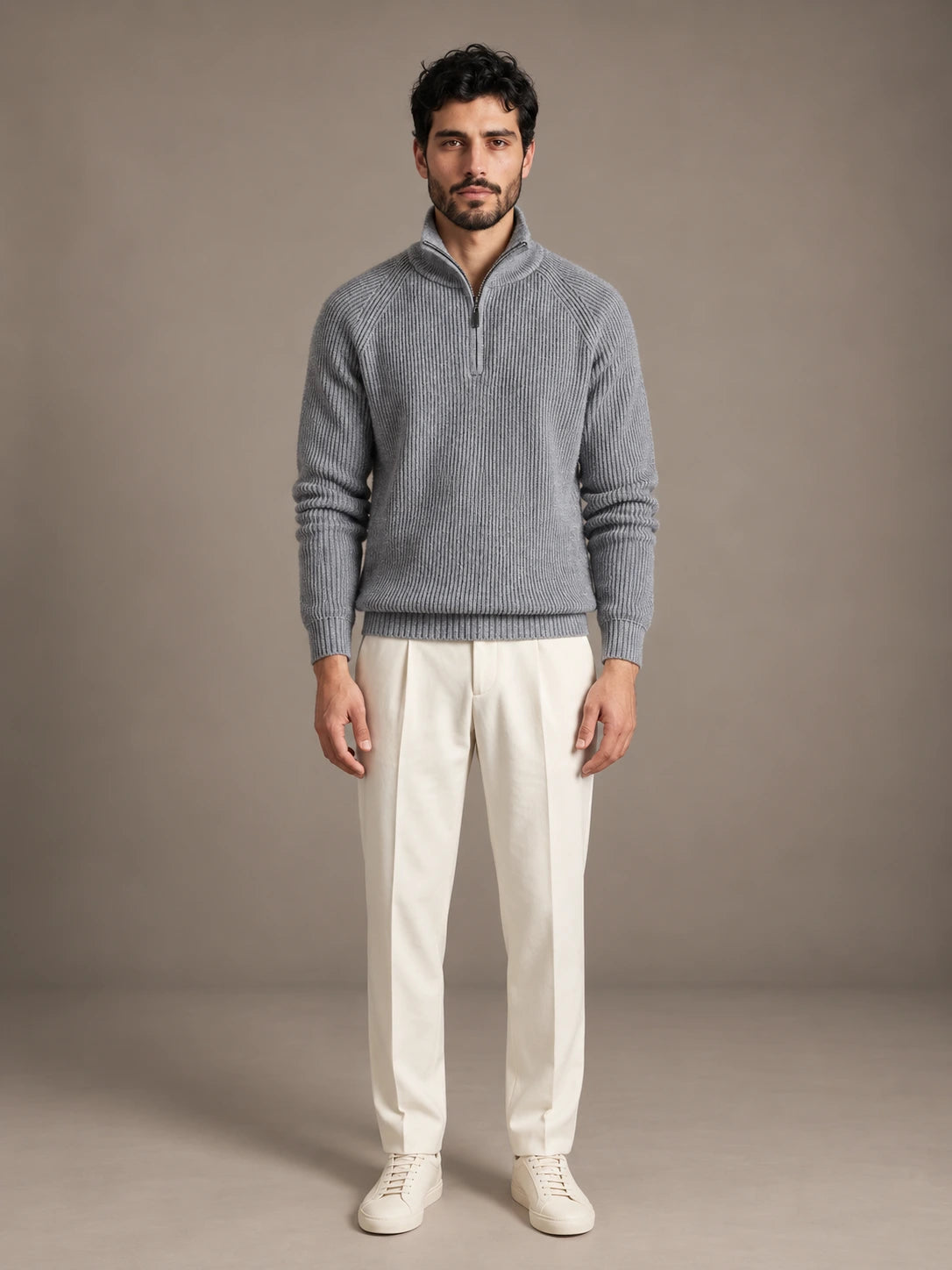 Como Gray Half-Zip Knit