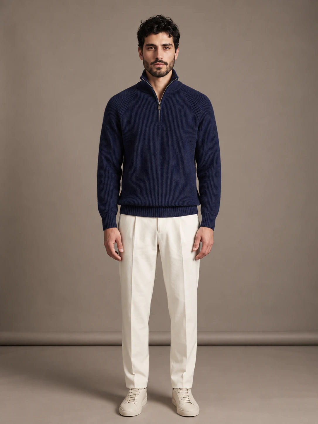 Como Navy Half-Zip Knit