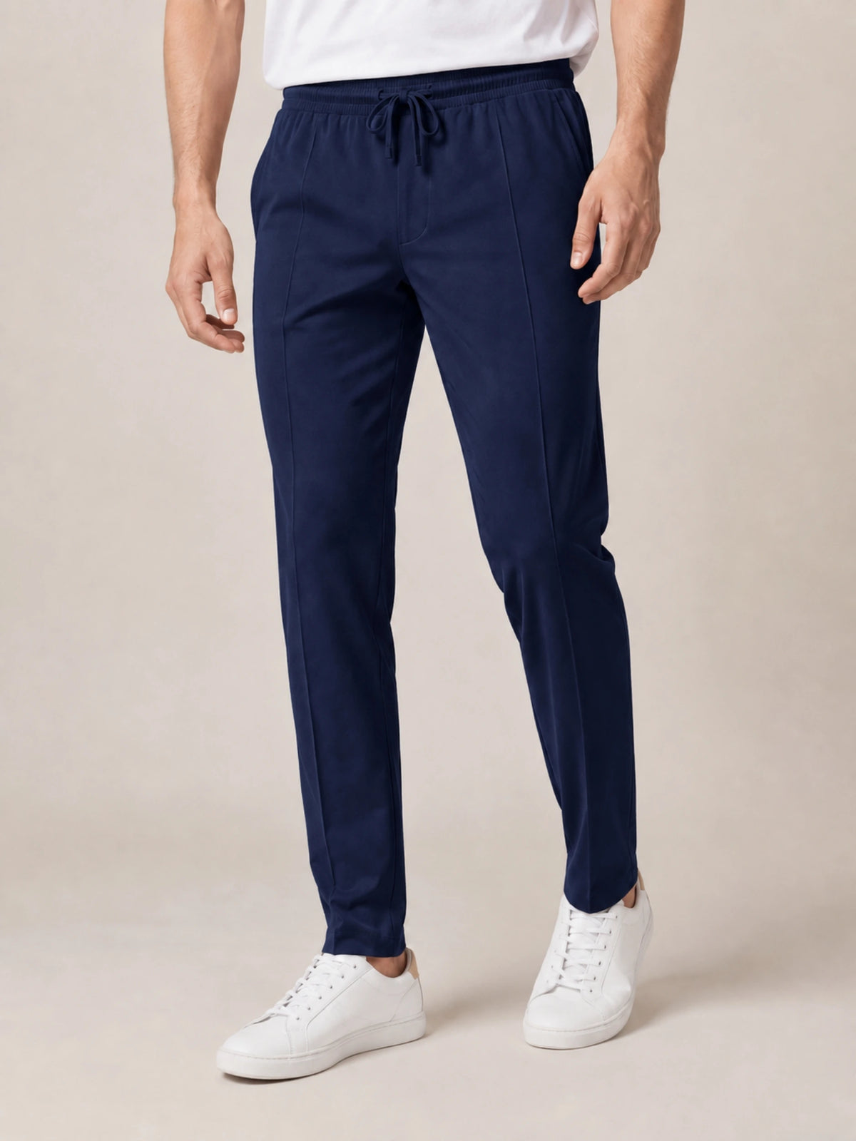 Navy Blue Drawstring Yacht Trousers