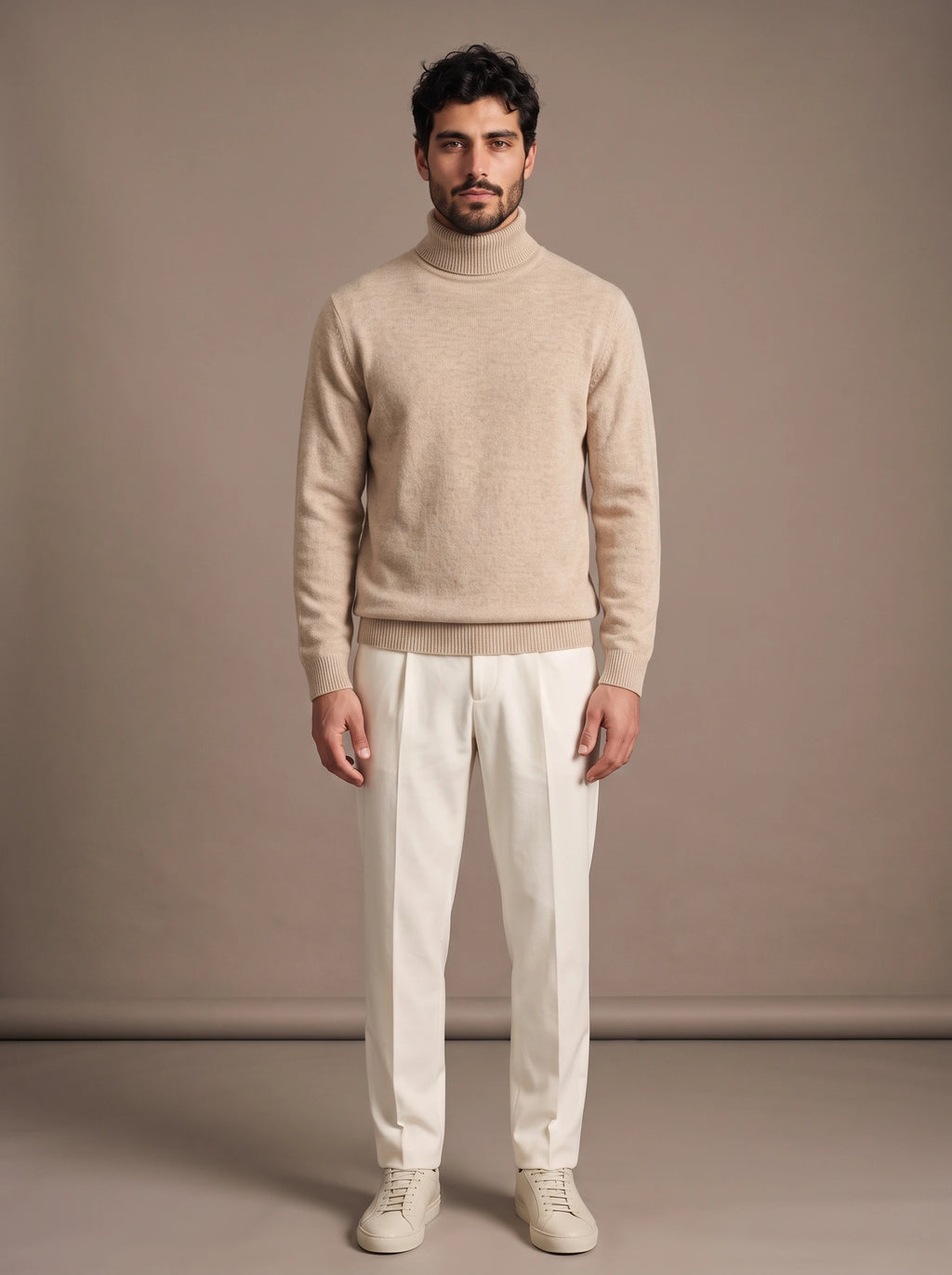 Riva Beige Roll-Neck