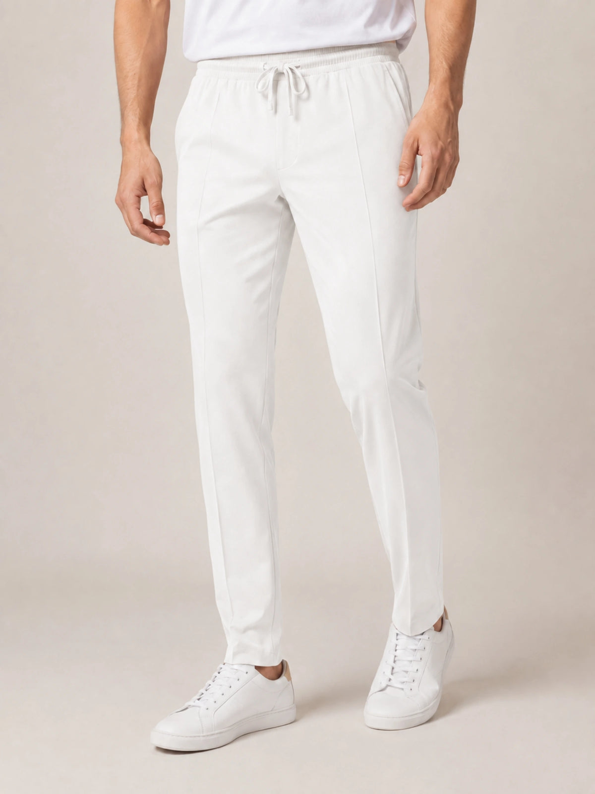 White Drawstring Yacht Trousers
