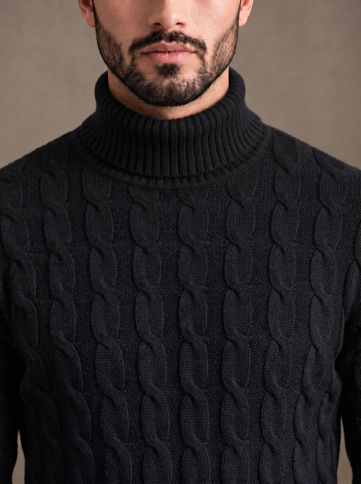 Brera Black Cable Roll-Neck