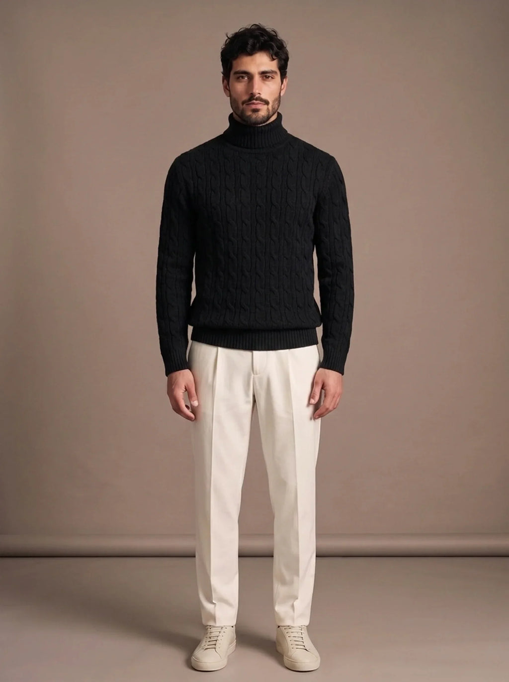 Brera Black Cable Roll-Neck