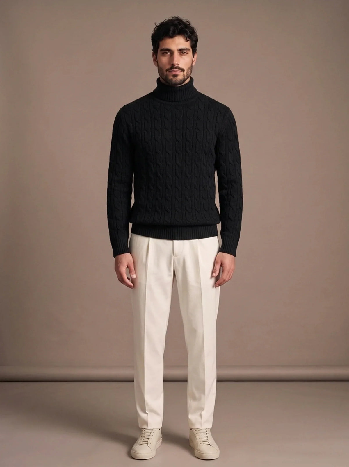 Brera Black Cable Roll-Neck