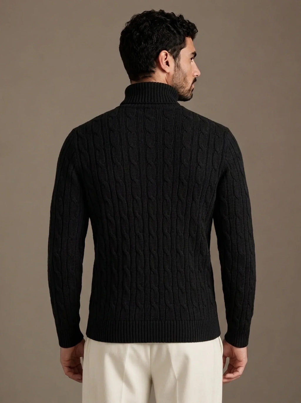 Brera Black Cable Roll-Neck