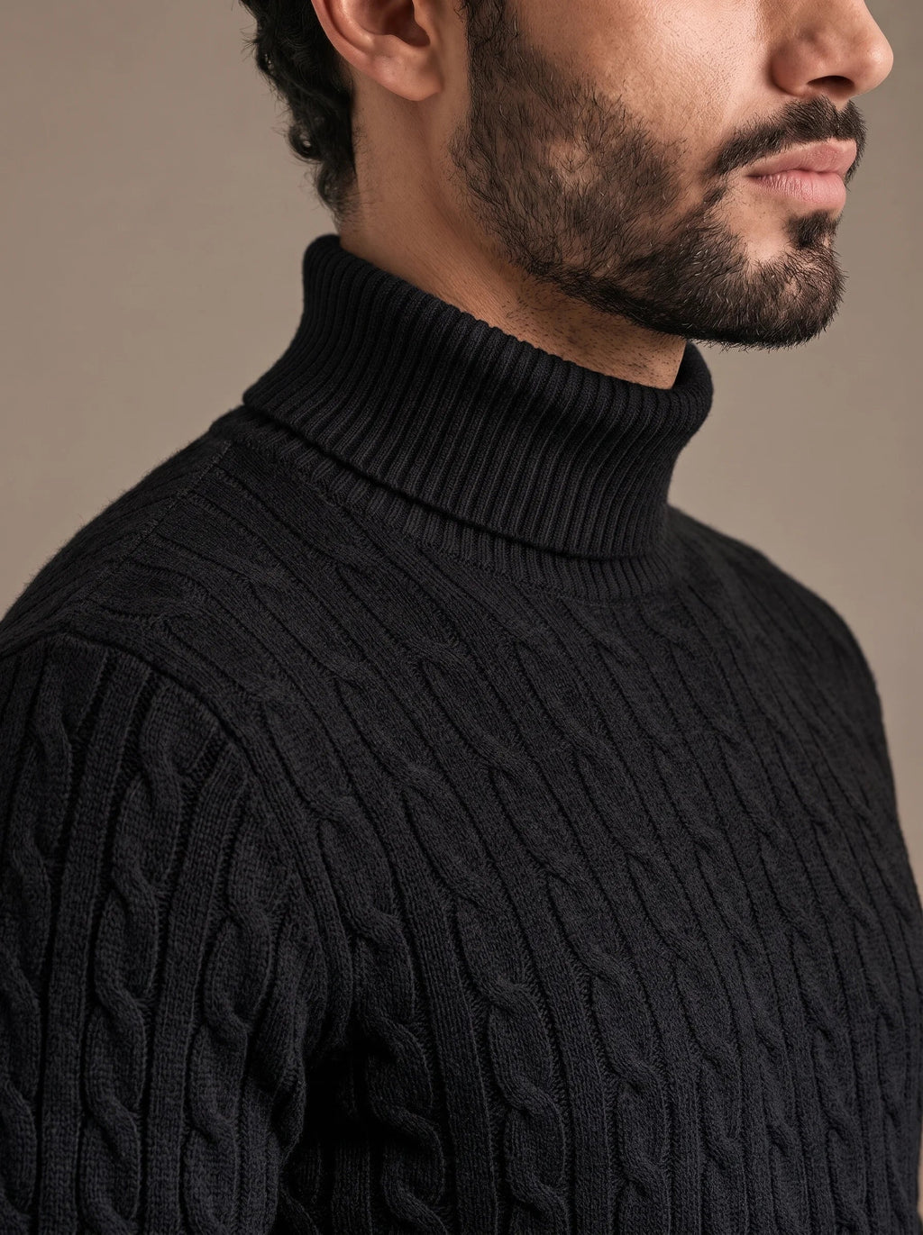 Brera Black Cable Roll-Neck