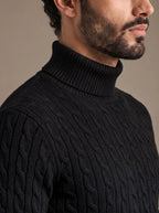 Brera Black Cable Roll-Neck