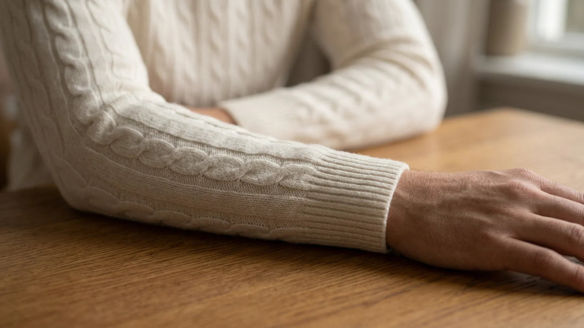 Brera Ivory Cable Roll-Neck close-up 1