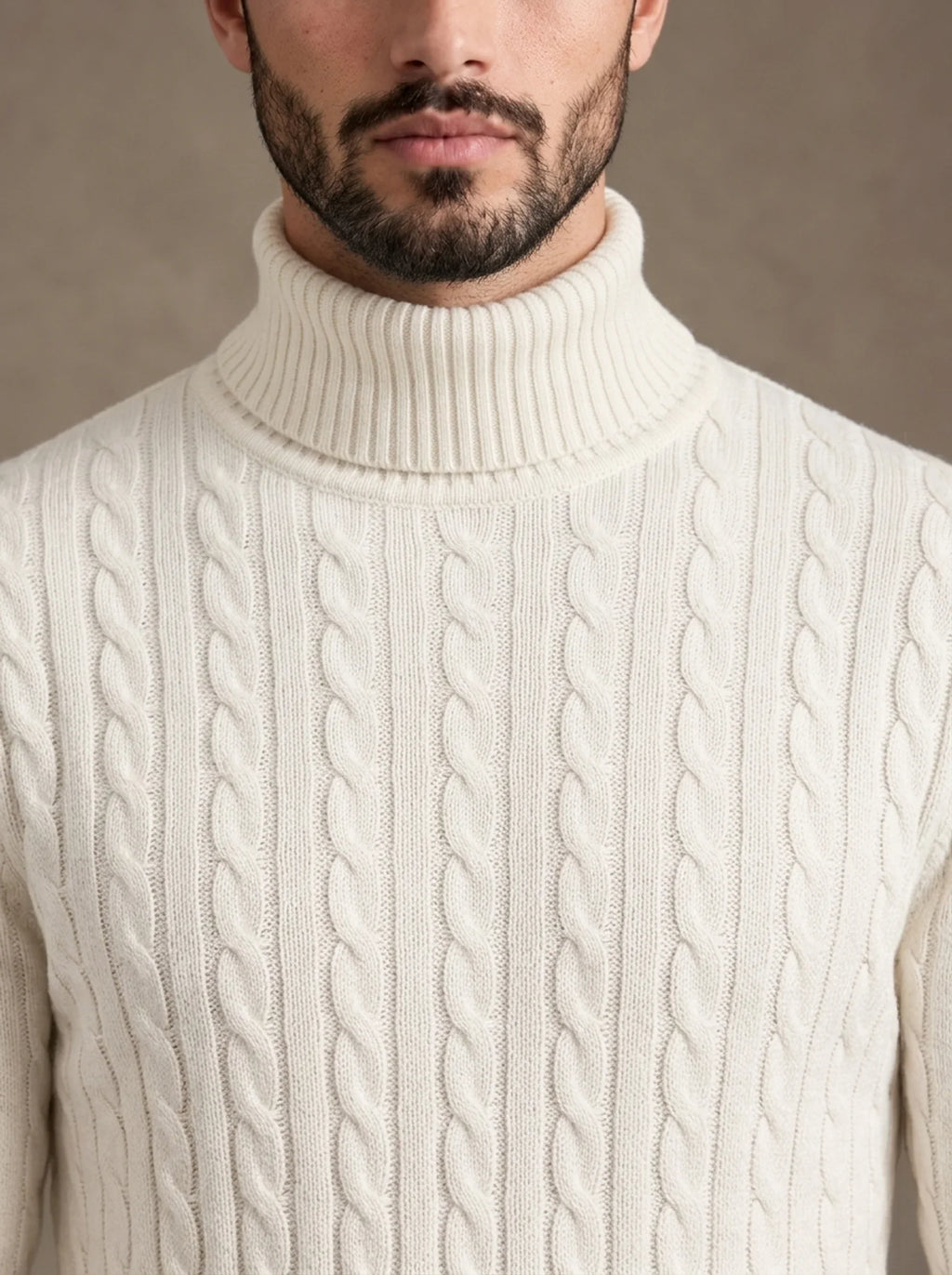 Brera Ivory Cable Roll-Neck