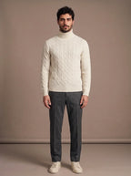 Brera Ivory Cable Roll-Neck
