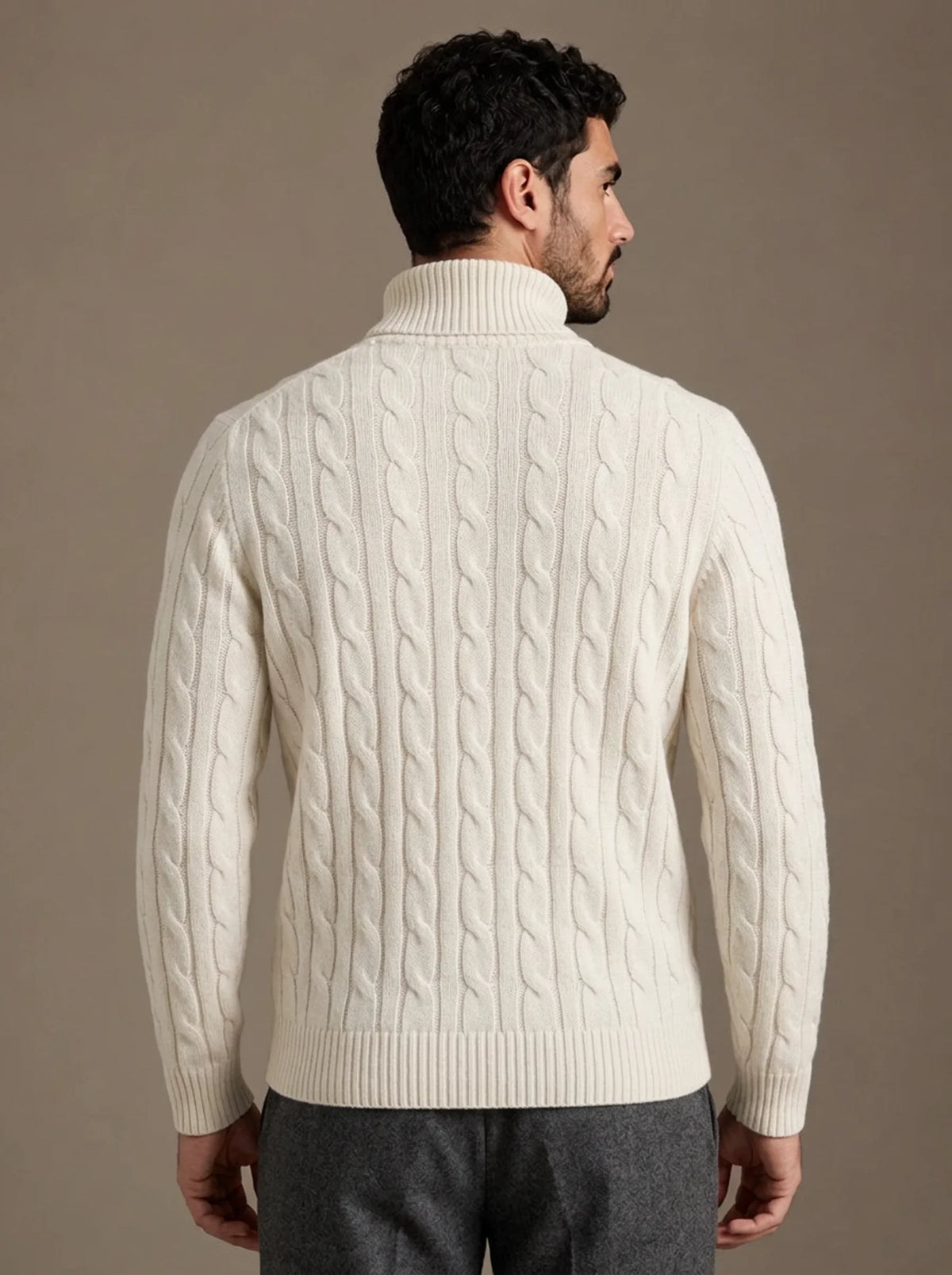 Brera Ivory Cable Roll-Neck