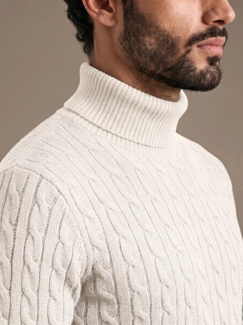 Brera Ivory Cable Roll-Neck