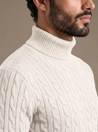 Brera Ivory Cable Roll-Neck