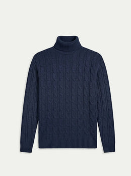 Brera Navy Cable Roll-Neck