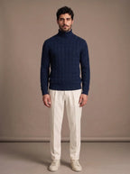 Brera Navy Cable Roll-Neck