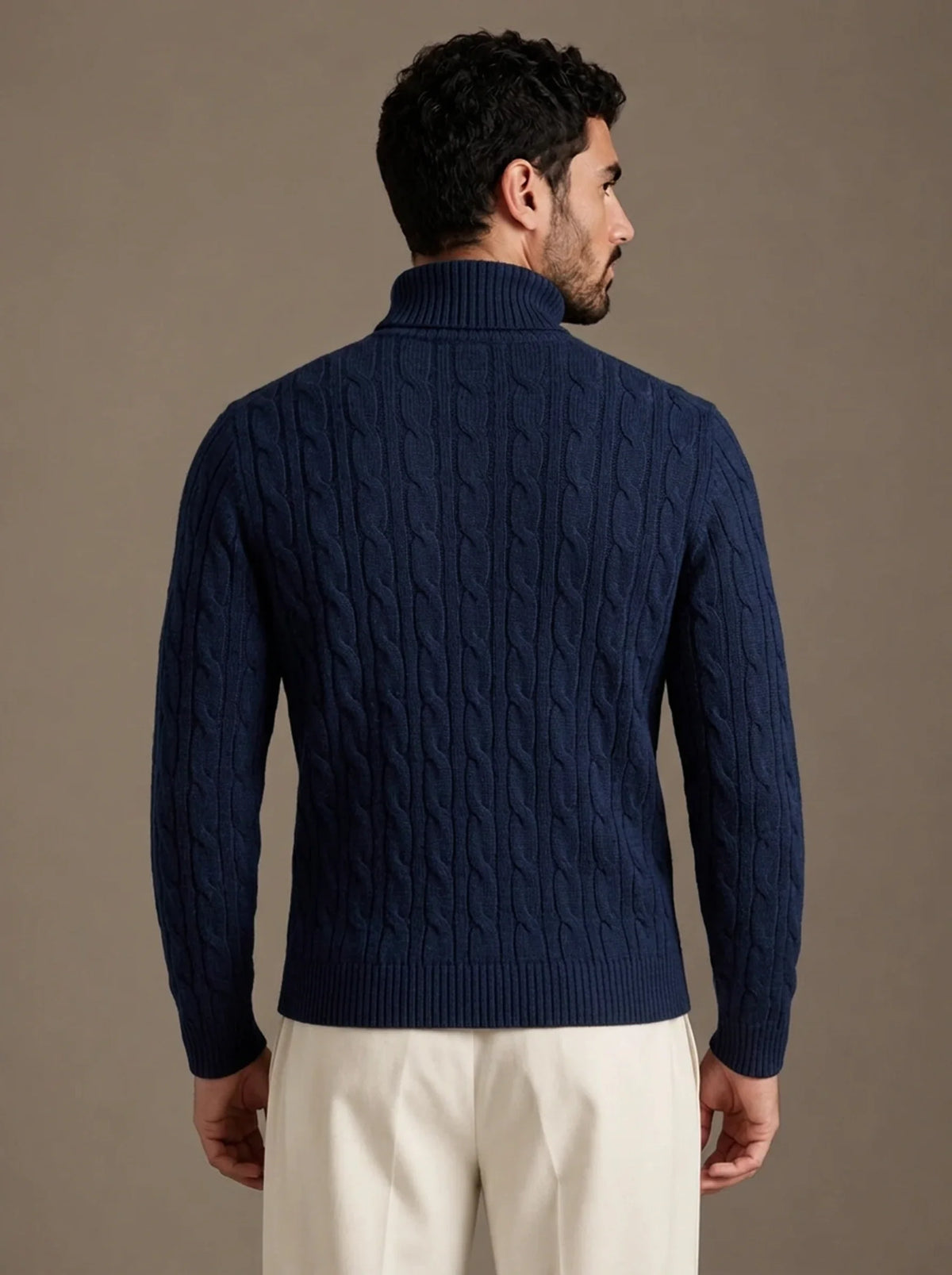 Brera Navy Cable Roll-Neck