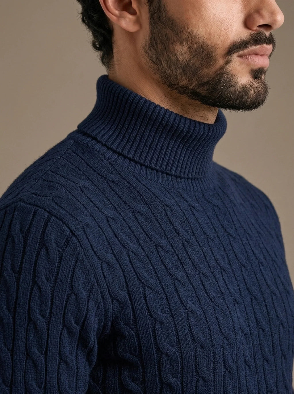Brera Navy Cable Roll-Neck