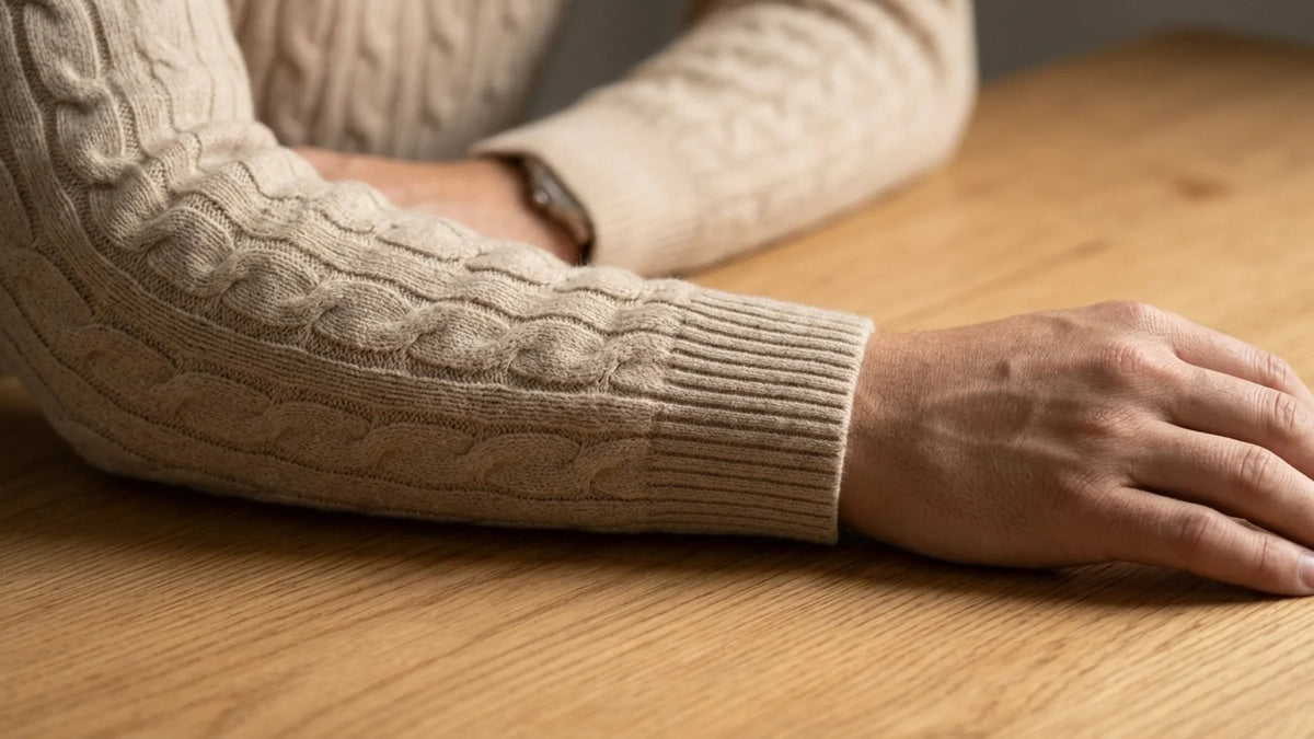 Brera Sand Cable Roll-Neck close-up 1
