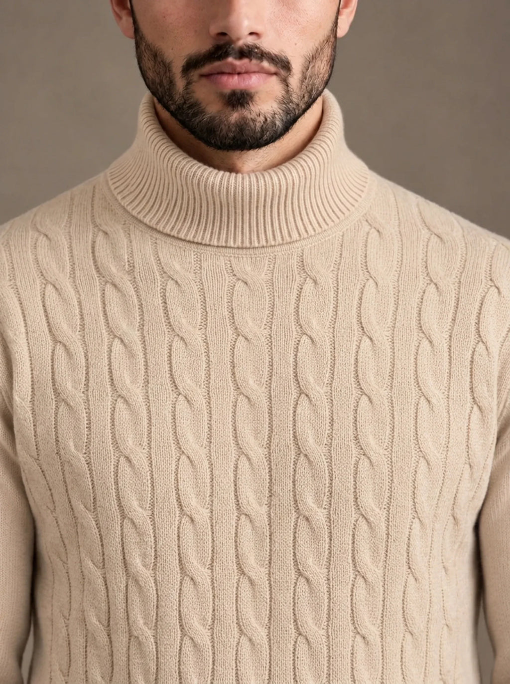 Brera Sand Cable Roll-Neck