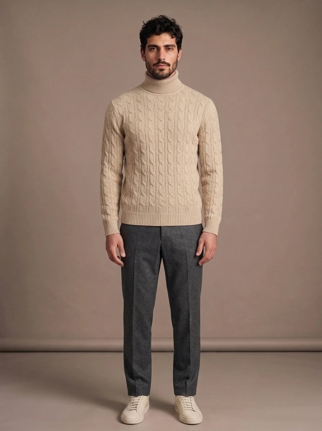 Brera Sand Cable Roll-Neck