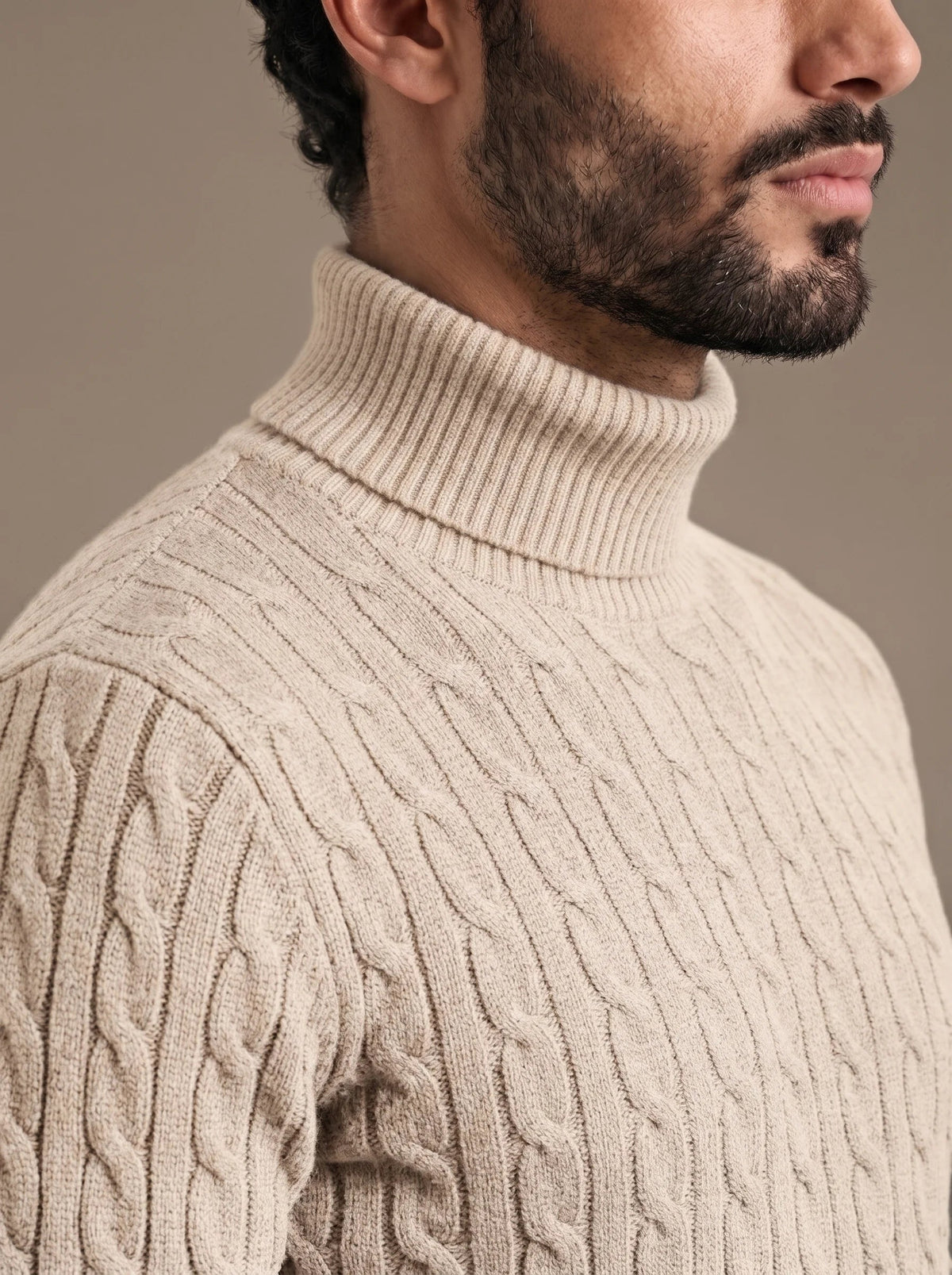 Brera Sand Cable Roll-Neck