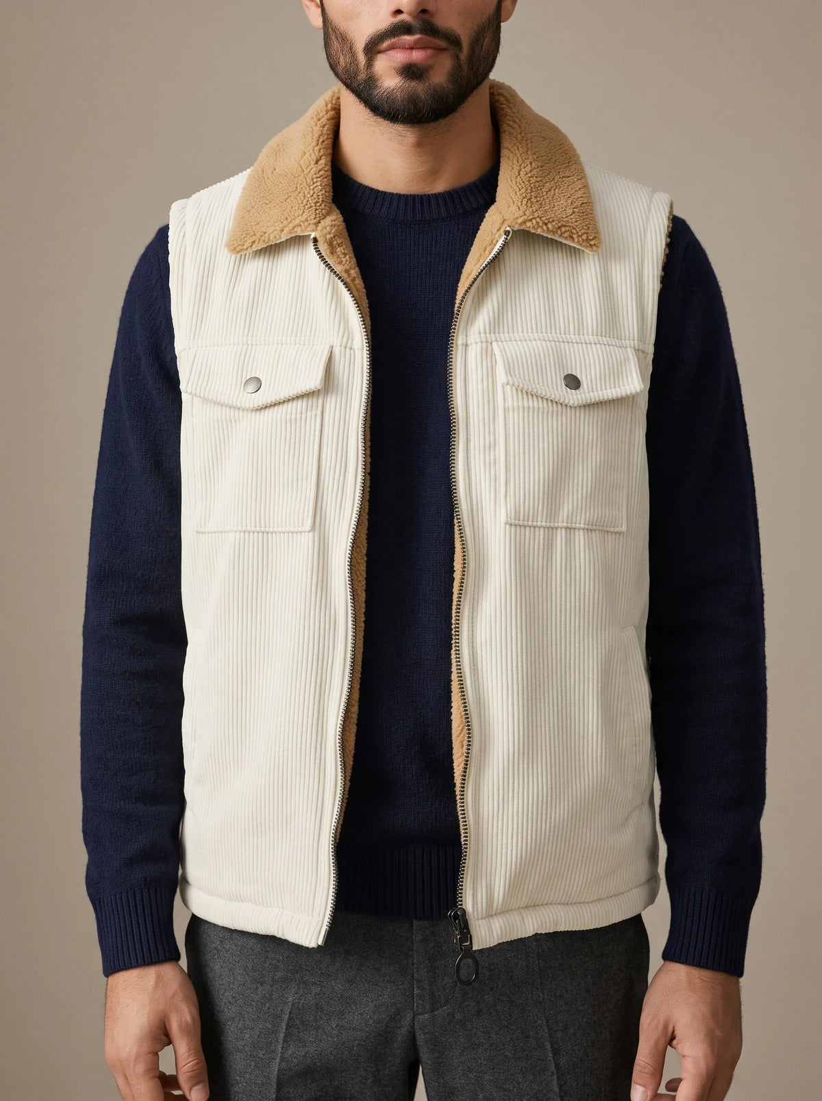 Cortina Ecru Reversible Gilet