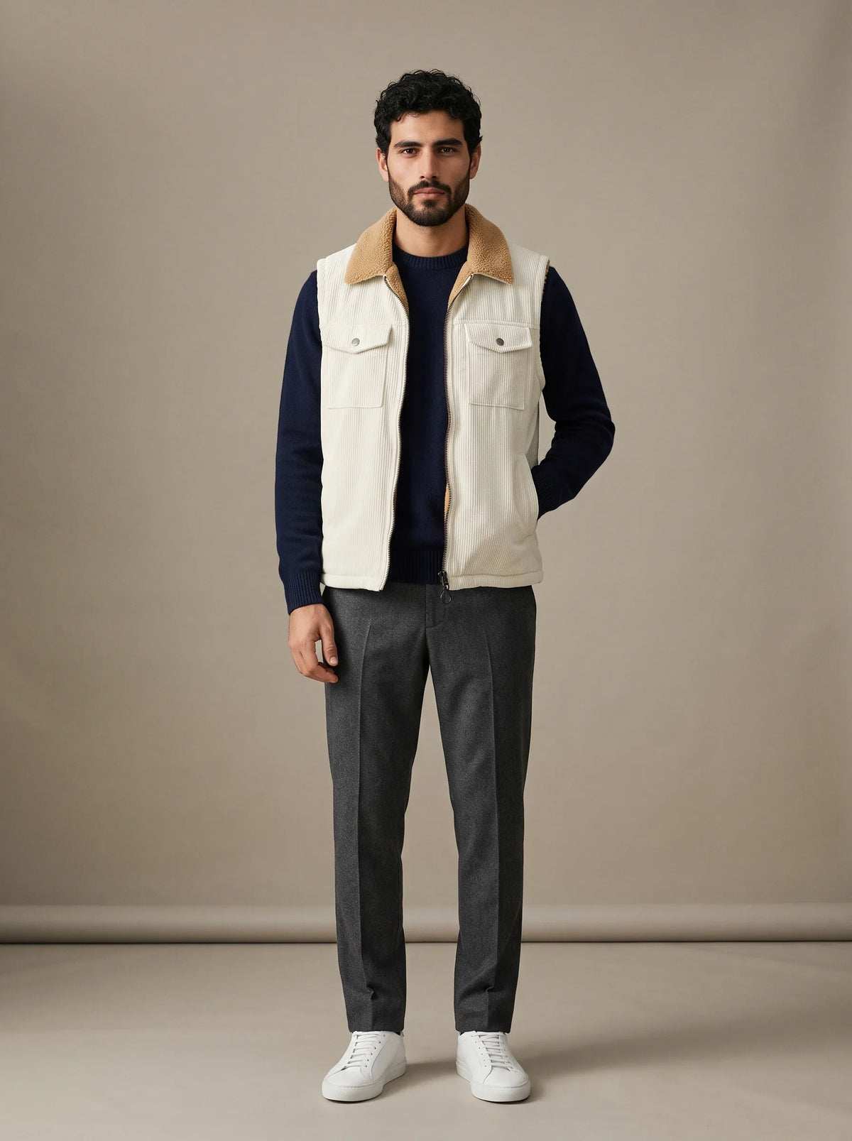 Cortina Ecru Reversible Gilet