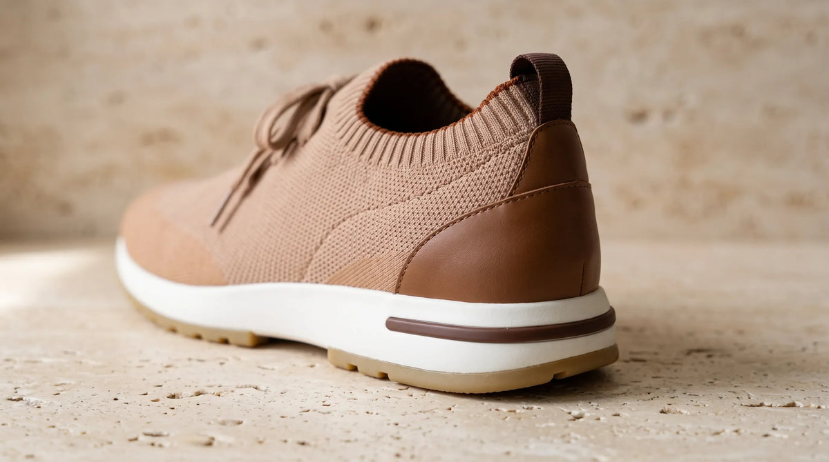 Close-up of the Cove Marina Brown Knit heel and sole