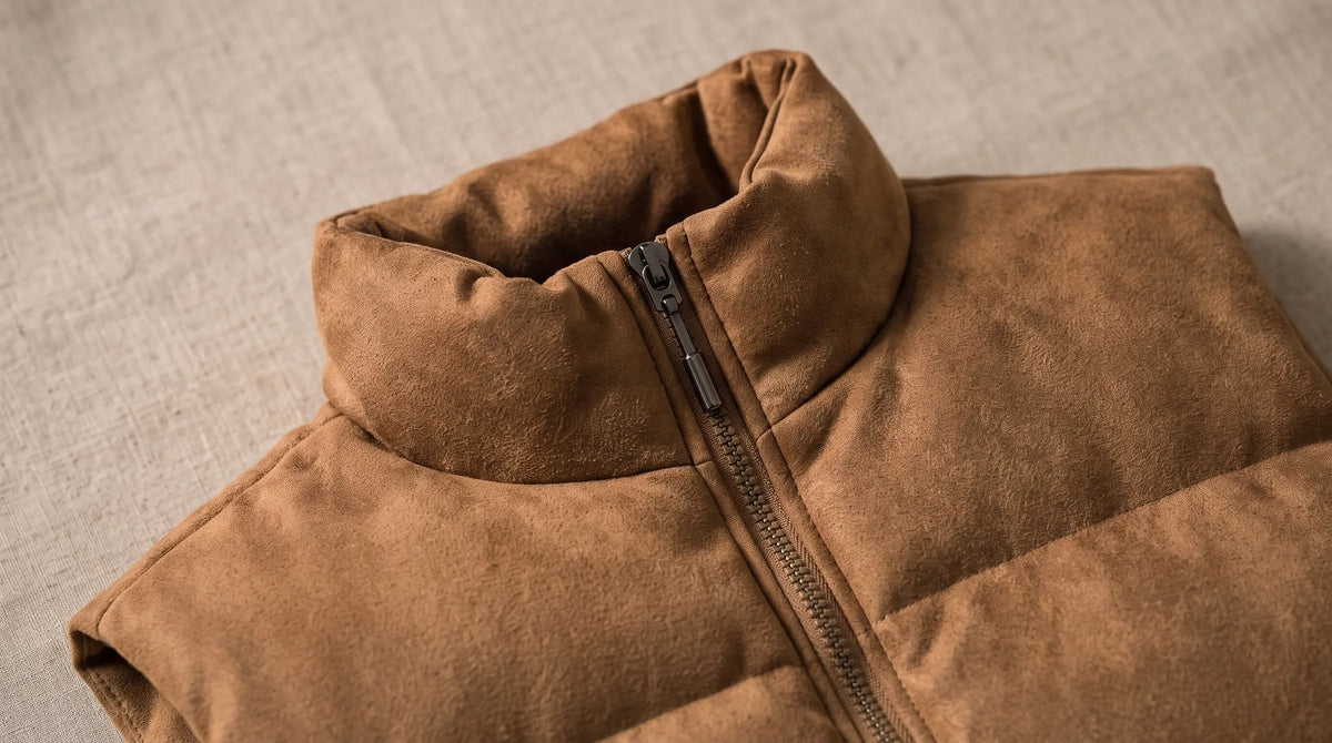 Hills Brown Padded Gilet collar