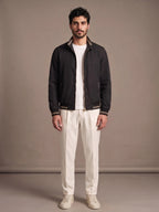 Lavagna Black Casual Jacket worn with ivory trousers
