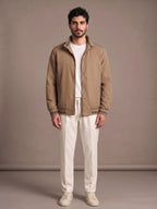 Lavagna Khaki Casual Jacket worn with ivory trousers