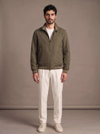 Lavagna Olive Casual Jacket worn with ivory trousers