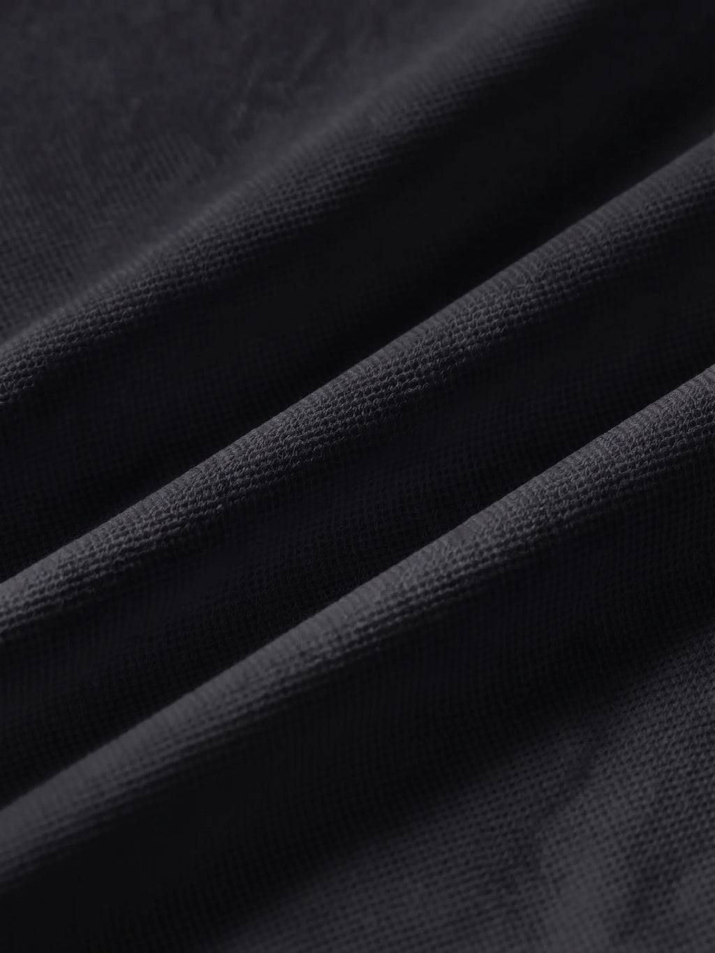 Close detail of the black bamboo-fibre piqué