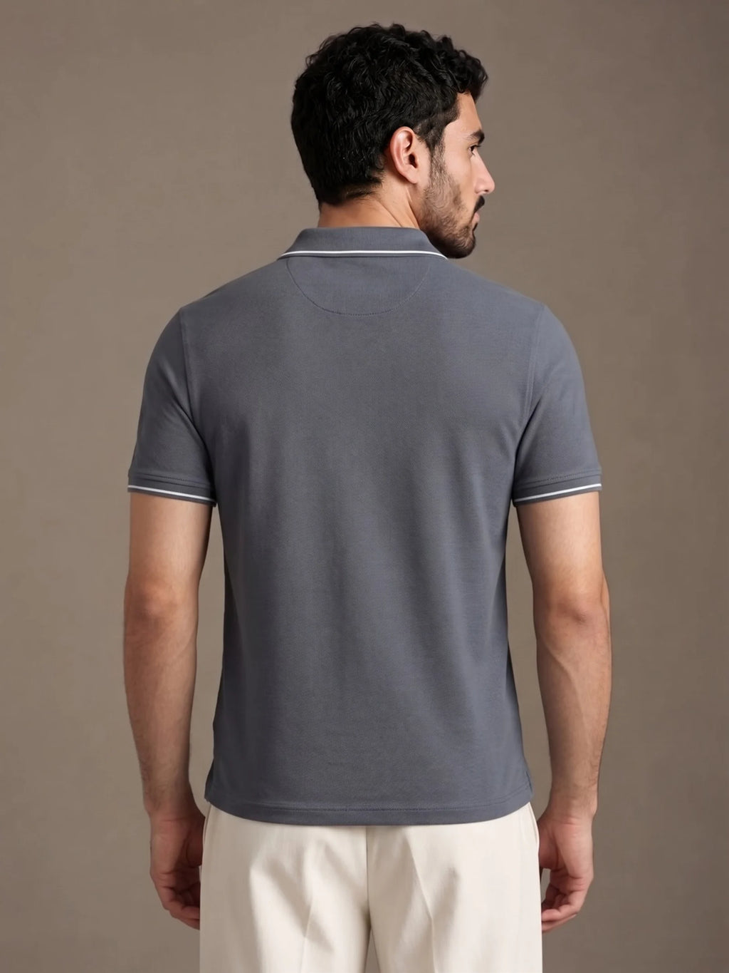 Back view of the Morino Charcoal Polo