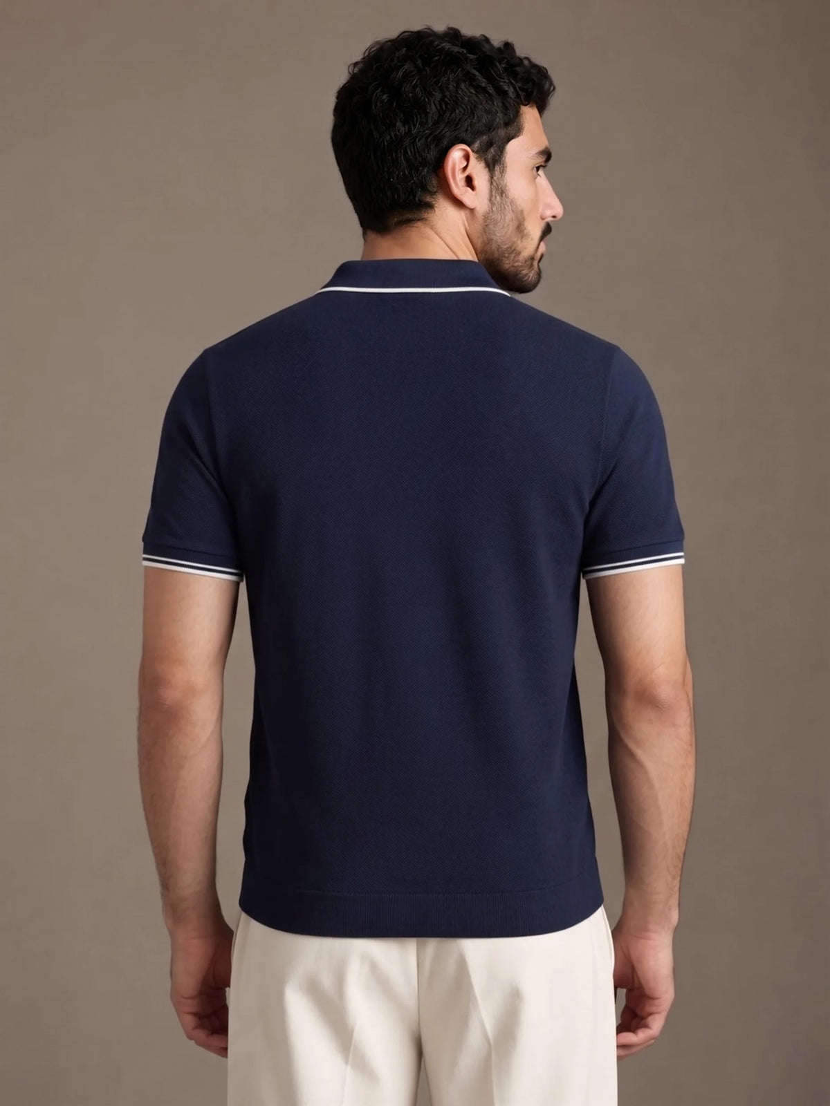 Back view of the Morino Navy Polo